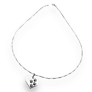 Pingente Prata 925 Coração com patas pet
