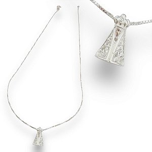 Pingente Prata 925 Nossa Senhora Cravejado Zircônias Cristal P