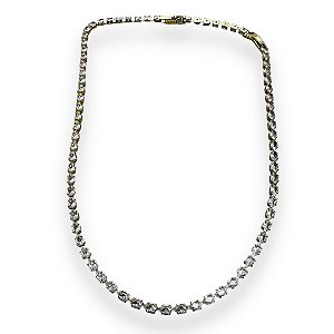 Colar Semijoia Riviera Gotas Zircônias Cristal 3mm