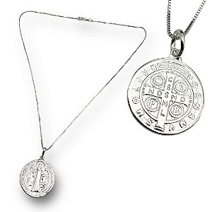 Pingente Prata 925 Medalha São Bento G