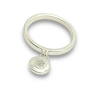 Anel Prata 925 Pêndulo Cravejado com Zircônias Cristal