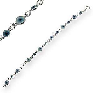 Pulseira Prata 925 Olho Grego 2 Tamanhos