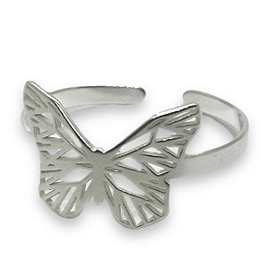 Anel Prata 925 Ajustável Borboleta Vazada