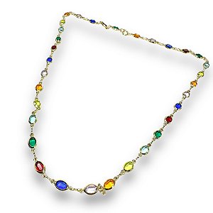 Chocker Semijoia Pedras Coloridas