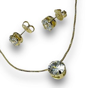 Conjunto Semijoia Ponto de Luz 8mm