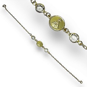 Pulseira Semijoia Nossa Senhora com Zircônias Cristal