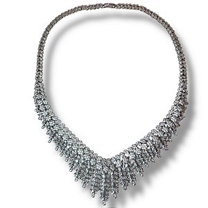 Colar Semijoia Luxo Ródio Branco com Microzircônias