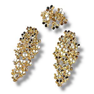 Conjunto Semijoia Luxo Buquê de Flores com Microzircônias