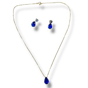 Conjunto Semijoia Ponto de Luz Azul