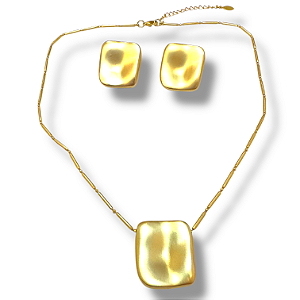 Conjunto Semijoia Luxo Orgânico Acetinado
