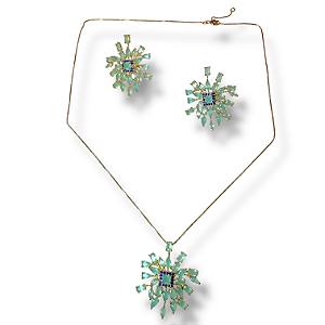 Conjunto Semijoia Luxo Estrela Pedra Natural Azul