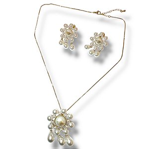Conjunto Semijoia Luxo Inspiração com Pérolas