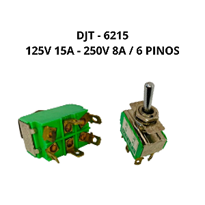 CHAVE LIGA E DESLIGA DE ALAVANCA 6 PINOS 15A 125V E 8A 250V DA JEON