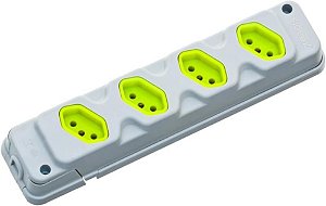 Tomada em barra para extensão com 4 Tomadas 2P+T 20A - Robust - Fiolux (Cinza)