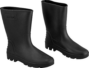 Bota de PVC Preta, Cano Médio, Sem Forro Número 39.