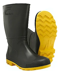 Bota Vulcabras Pvc Preta Com Solado Amarelo Galocha Número 43