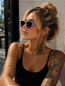 Óculos de sol Round - Cinza c/ Prata