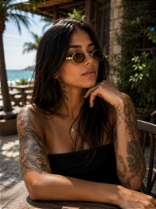 Óculos de Sol Gatinho Angel - dourado com Marrom