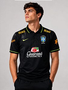 CAMISETA DO BRASIL POLO PRETA DE TREINO - PREMIUM
