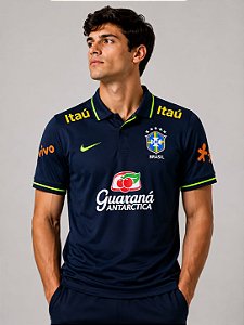 CAMISETA DO BRASIL POLO AZUL MARINHO - PREMIUM