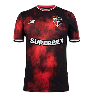 Camisa São Paulo III Preta/Vermelha 2025/26 Torcedor Tailandesa 1.1