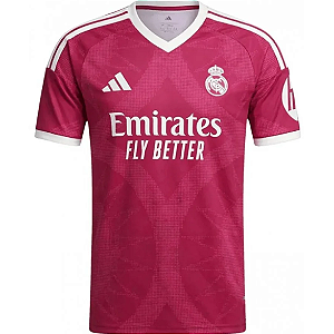 Camiseta Real Madrid Away Rosa 2014/15 Modelo Jogador Premium Masculina
