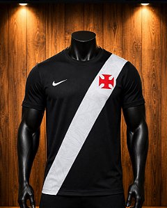 Camisa Vasco da Gama Preta Faixa Branca Tailandesa 1.1 Torcedor