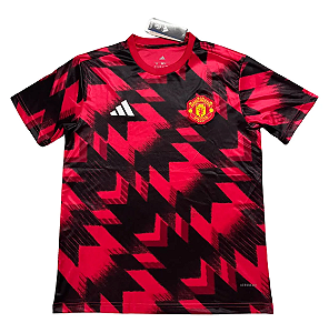 Camiseta Manchester United Vermelha e Preta – Pré-Jogo Modelo Torcedor