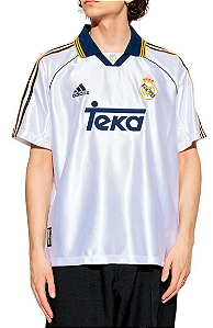 Camiseta Real Madrid Retrô 1999/2000 Teka Branca Masculina Tailandesa 1.1