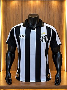 Camiseta Santos 2026 Listrada Preta e Branca Versão Jogador
