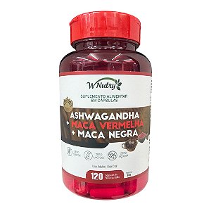 Ashwagandha + Maca Peruana Vermelha e Negra 120 Cápsulas | Energia, Libido e Performance