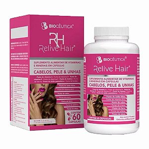 Cabelos, Pele e Unhas Relive Hair Suplemento Alimentar Bioceutica - Beleza de Dentro Para Fora