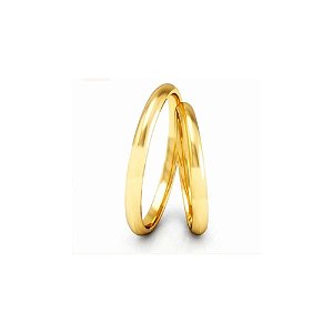 Par de Alianças Meia Cana 2,5mm Ouro