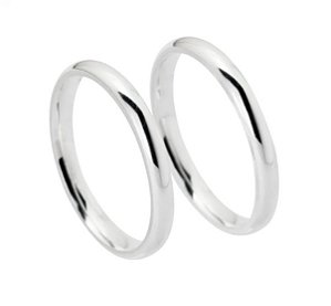 Par de Alianças Meia Cana 3mm Prata 925