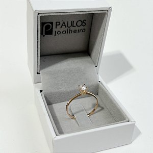 Anel Solitário 4 Garras Ouro 18K e 10K com Zircônia