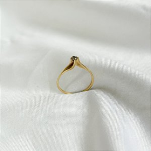 Anel Solitário Torcido Ouro 18K com Zircônia ou Diamante Natural - Brilhante