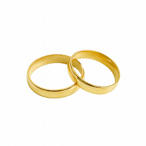 Par de Alianças Meia Cana 3,5mm Ouro