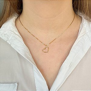 Corrente Veneziana com Pingente Coração Ouro 18K e Ouro 10K