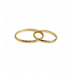 Par de Alianças Meia Cana 2mm Ouro