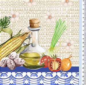 TRICOLINE DIGITAL 100% ALGODÃO ESTAMPADA PAINEL VAMOS COZINHAR 1,50cm x 1,48m | PAN16C01