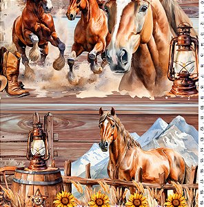 TRICOLINE DIGITAL 100% ALGODÃO ESTAMPADA BARRADO ANIMAIS 3D 0,55cm x 1,50m | PAN27C01