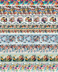 TRICOLINE DIGITAL 100% ALGODÃO BARRADO ESTAMPADA 3D FLORAL 0,55cm x 1,50m | 93081C01