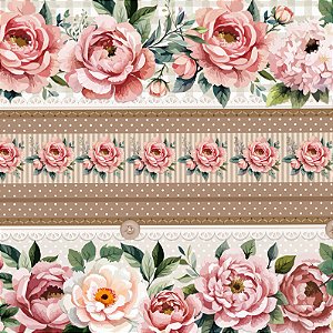 TRICOLINE DIGITAL 100% ALGODÃO BARRADO ESTAMPADA  FLORAL 0,55cm x 1,50m | CRP07C01