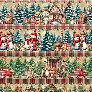TRICOLINE DIGITAL 100% ALGODÃO ESTAMPADA BARRADO 3D NATAL 0,55cm x 1,50m | PAN62C01
