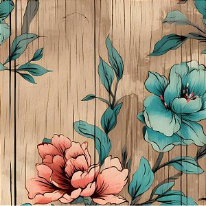 TRICOLINE DIGITAL 100% ALGODÃO ESTAMPADA FLOR NA MADEIRA | CMC00003