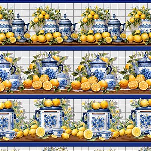 TRICOLINE DIGITAL 100% ALGODÃO ESTAMPADA 3D BARRADO COZINHA  0,55cm x 1,50m | JS052C01E