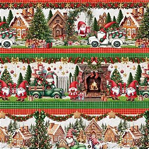 TRICOLINE DIGITAL 100% ALGODÃO ESTAMPADA BARRADO 3D NATAL 0,55cm x 1,50m | PAN67C01