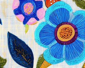 TRICOLINE DIGITAL 100% ALGODÃO ESTAMPADA FLORES DE CROCHET 0,50cm x 1,50m | CMC00081