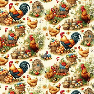 TRICOLINE DIGITAL 100% ALGODÃO ESTAMPADA 3D  ANIMAIS FAZENDA   0,50cm X 1,50m | 93282C01