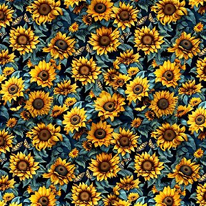 TECIDO TRICOLINE DIGITAL 100% ALGODÃO  ESTAMPADO FLORES MÉDIAS| GIRASSOL 0,50cm X 1,50m | 93095C01